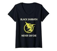 Damen Offizieller Black Sabbath: Sag Never Say Die Devil T-Shirt mit V-Ausschnitt