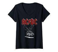 Damen Offizielles AC/DC Fly On The Wall 1985 Band Hard Rock T-Shirt mit V-Ausschnitt