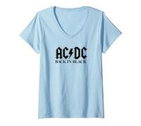 Damen Offizielles AC/DC Logo Rock Musik Band Back In Black T-Shirt mit V-Ausschnitt