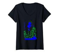 Damen Offizielles Billie Eilish Neon Musik Merch für Fans T-Shirt mit V-Ausschnitt