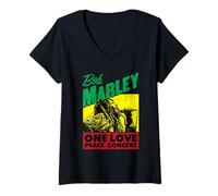 Damen Offizielles Bob Marley One Love Peace Konzert T-Shirt mit V-Ausschnitt