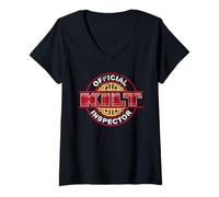 Damen Offizielles Kilt Inspector Shirt, Damen Kilt-Shirt T-Shirt mit V-Ausschnitt