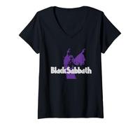 Damen Offizielles offizielles Black Sabbath Purple Ozzy T-Shirt mit V-Ausschnitt