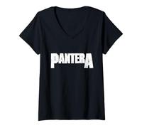 Damen Offizielles Pantera-Logo T-Shirt mit V-Ausschnitt