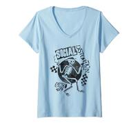 Damen Offizielles Social Distortion Black Spray Skelly T-Shirt mit V-Ausschnitt
