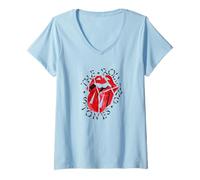 Damen Offizielles The Rolling Stones HD-Logo T-Shirt mit V-Ausschnitt