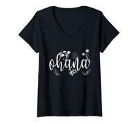 Damen Ohana Hawaii Outfit Damen & Herren Aloha Hawaiian T-Shirt mit V-Ausschnitt