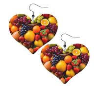 Damen-Ohrhänger aus frischem Obst, aus Leder, leichte Herz-Ohrringe, Schmuck, modischer Anhänger und Geschenk für Valentinstag, Geburtstag, Party