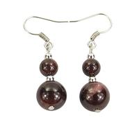 Damen Ohrhänger Mit 2 Runden Perlen Und Granatperlen Handgefertigte Kristall Edelstein Chakra Ohrringe Geschenkideen für Frauen