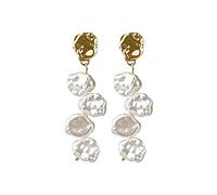 Damen Ohrhänger Unregelmäßige Perlenohrringe für Frauen 925 Silber Nadel Sense Cool Style Ohrringe Damen hängende ohrringe