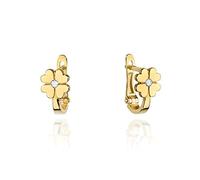 Damen Ohrringe 585 14k Gold Gelbgold Ohrhänger Blume Herz Diamant Brillanten