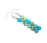 Damen Ohrringe Aus Hellblauem Meeressediment Jaspis Lange Perlen Ohrhänger Handgefertigte Kristall Edelstein Chakra Ohrringe Böhmischer Schmuck Geschenke für Mütter