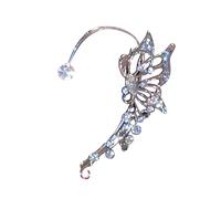 Damen Ohrringe Feder Boho Sequenant Schmetterling Ohrringe Ohrclip für Frauen Mädchen kein Piercing Sequenant Schmetterling Ohrclips Sequenant Ohrringe Herren Schwarz Knopf (C-A, One Size)