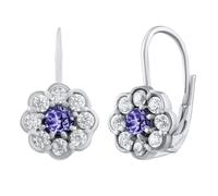 Damen Ohrringe MARGUERITE mit echtem Tansanit und Brilliance Zirconia