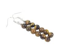 CuLtP Damen Ohrringe Mit Tigerauge Stein, Lange Perlen Ohrhänger, Handgefertigte Kristall Edelstein Chakra Ohrringe, Böhmischer Schmuck, Geschenke Für Mütter