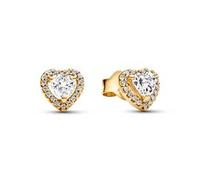 Damen Ohrstecker Herz mit Zirkonia, IP Gold