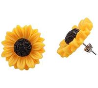 Damen-Ohrstecker, Motiv: gelbe kleine Gänseblümchen, Sonnenblumen-Charm, Kunstharz, 15 mm, modisch und praktisch