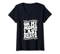 Damen On My Moms Last Nerve, Kid Funny Kid Life T-Shirt mit V-Ausschnitt