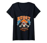 Damen One Piece Buggy Collegic Skull T-Shirt mit V-Ausschnitt
