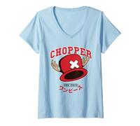 Damen One Piece Chopper Hat Collegic T-Shirt mit V-Ausschnitt