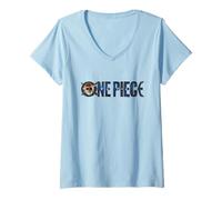Damen One Piece Live Action Logo T-Shirt mit V-Ausschnitt