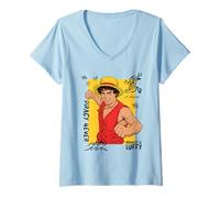 Damen One Piece Monkey.D. Luffy Piracy T-Shirt mit V-Ausschnitt