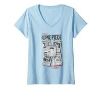 Damen One Piece Wanted Posters T-Shirt mit V-Ausschnitt