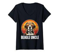 Damen Onkel Beagle T-Shirt mit V-Ausschnitt