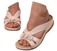 Damen Orthopädische Zehentrenner Sommer Offene Zehen Breite Weite Flache Flip Flops Bequeme Pantoletten Leichte Sandalen Damenschuhe Weiches Fussbett (Pink, 5.5)