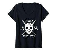 Damen Osaka Loop ONE KANJO Street Racing Japanisches JDM-Trikot T-Shirt mit V-Ausschnitt