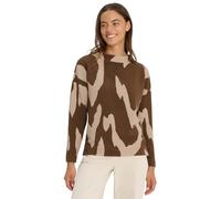 Langarmshirt CECIL, Damen, Gr. L (42), mocha caramel, Stoff, 75% Viskose, 20% Polyester, 5% Elasthan, gemustert, normal normal, Rundhals, abgesteppt, Shirts, aus strecthigem Viskosematerial (85760567-