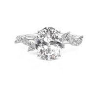 Damen Ovalschliff Verlobungsring 4.4ct Zirkonia Ring mit Marquise Stein Bandring 925 Sterling Silber Ewigkeitsring Modern Trauring Elegant Ehering für Valentinstag Hochzeit (Silber, 59(19))