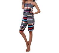 Damen Overall Kurz Marine Rot Jumpsuit Catsuit Strandmode Urlaub Shorts Bandeau Größe S/M