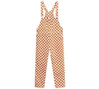 Damen-Overall Latzhose, klassisch, kariert, Baumwolle, weites Bein, Jumpsuits - Orange & Weiß kariert, Large