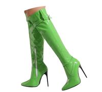 Damen Overknee Stöckelschuhe Fersenschuhe High Heels Oberschenkelhohe Stiefel mit Seitenreißverschluss Sexy Party Clubwear Spitzer Overkneestiefel Partys und Abendveranstaltungen