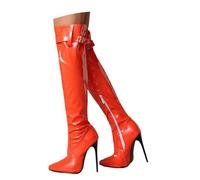 Damen Overknee Stöckelschuhe Fersenschuhe High Heels Oberschenkelhohe Stiefel mit Seitenreißverschluss Sexy Party Clubwear Spitzer Overkneestiefel Partys und Abendveranstaltungen