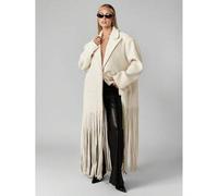 Damen Oversized Winter Mantel in Midi-Länge mit Fransen-Detail, eleganter Abend-Statement-Maximantel, luxuriöse Mode-Kollektion für Herbst/Winter