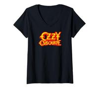 Damen Ozzy Osbourne Horror Logo T-Shirt mit V-Ausschnitt
