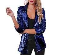 Damen Pailletten Blazer mit Glitzer, Damen Blazer Langarm Open Front Business Cardigan Glitzer Jacke Slim Fit Pailletten Jacke Elegant Sakko Blazermantel Party Outwear Party Glänzend Jacke Streetwear