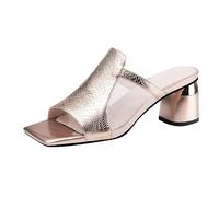 Damen Pailletten Sandalen Sale Frauen Chunky Heel Sandaletten Quadratische Zehe Pantoffeln Offene Zehe Sandals Atmungsaktiv Sandalette Bequeme Elegant Hausschuhe Freizeit Sandal Perfekt für Partys