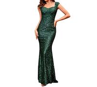 Damen Paillettenkleid Abendkleid Elegantes Lang Kleid Abiball Partykleid Grün Etuikleid Vintage Bodenlang Maxi Sexy Kleid Hohe Taille Hochzeitsabendkleid Brautjungfernkleid