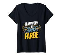 Damen Paintball Team Squad Battle Arena Crew T-Shirt mit V-Ausschnitt