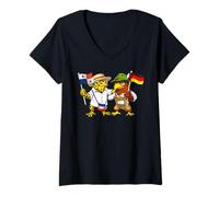 Damen Panama Deutschland Flagge Panama-Wurzeln Deutsches Erbe T-Shirt mit V-Ausschnitt