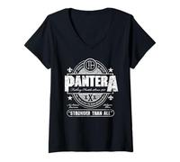 Damen Pantera Offizielle Stronger Than All Bierdeckel T-Shirt mit V-Ausschnitt
