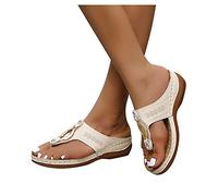 Damen Pantoletten mit Absatz,Strass Glitzer Keilsandalen Böhmen Strandsandalen Blumen Sommerschuhe Plattform Flip-Flops Plateau Schuhe Sexy Offene Toe Slippers Weichen Sohlen Hausschuhe