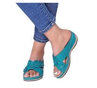 Damen Pantoletten mit Fußbett Orthopädische Sommer Badepantolette Slippers Elegant Wasserfest Sandalen Badelatschen rutschfest Badeschlappen Schlappen Slide Duschlatschen Hausschuhe Sandals