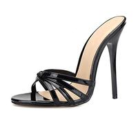 Damen Pantoletten mit Hohem Stiletto Absatz Offener Spitzer Zehenbereich Bequeme Kleid Pumps Sandalen Abendparty Abschlussball Tanzschuhe,Black,42 EU/11 US