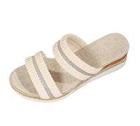 Damen Pantoletten Mit Keilabsatz Sommerschuhe Plateau Keilsandalen Glitzernde Slide Schuhe Bequeme Slipper Outdoor On Heels Sandalen Sommer Hausschuhe Für Latschen Damensommerschuhe Bequem Weiß 43