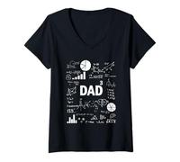 Damen Papa bis Würfel Third Time Dad Math Third Power Vather T-Shirt mit V-Ausschnitt