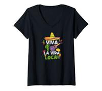 Damen Papa: Viva la vida loca! - Cinco De Mayo T-Shirt mit V-Ausschnitt